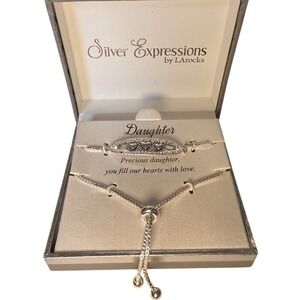 Silver Expressions by LArocks Silver Daughter Lariat Bracelet Women Gift Family
